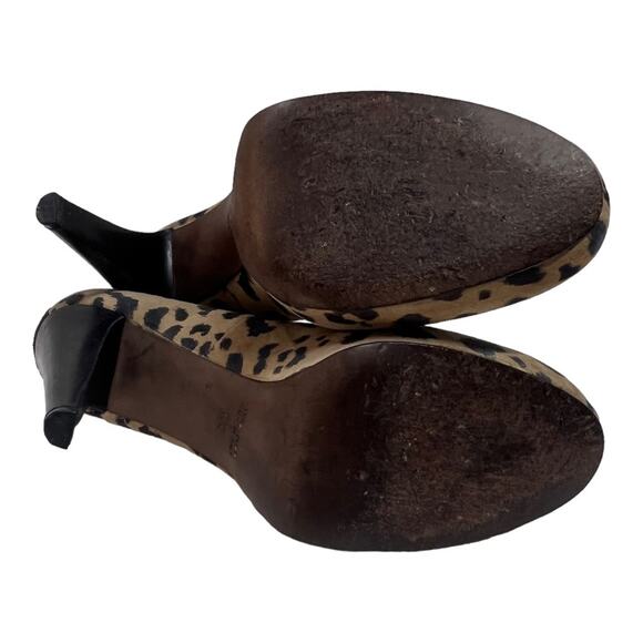 TIBI NEW YORK Suede Leather Cheetah Tan & Black Reptile Accent Back of Heels 10 - Picture 12 of 16